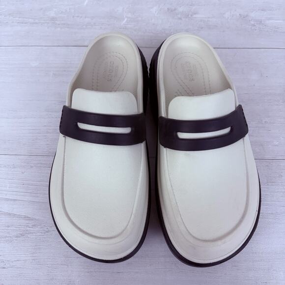 Crocs Stomp Loafers Womens 5 White Black Chunky Platform Y2K Slip On Waterproof - Picture 4 of 12